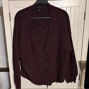 Vero Moda Deep Burgundy Button-Up V-Neck Cardigan